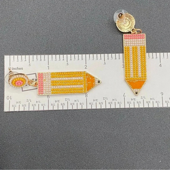 Fun Teacher Writer Earrings in Pencil Design  Pierced - Picture 6 of 6